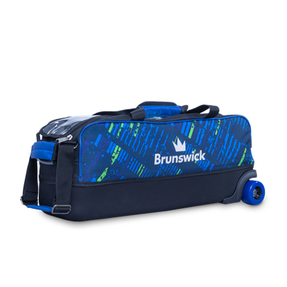 Picture of Brunswick Punisher 3 Ball Triple Tote Roller Blue Green Bowling Bag