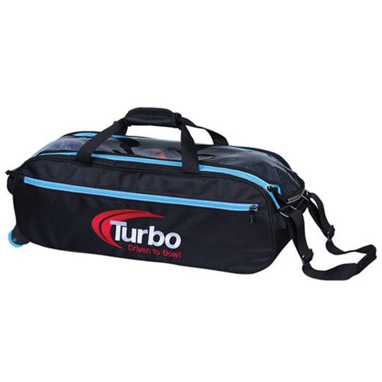 Picture of Turbo Pursuit 3 Ball Travel Tote Black Blue Bowling Bag